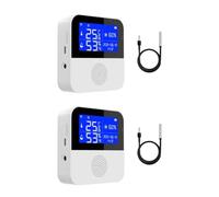 Fnfhsa Capteur de Température et D'Humidité WiFi Tuya avec Sonde Externe, Écran LCD, Surveillant à Distance, Capteur de Température Double pour (2 Pièces)