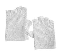 (Fngrlss whte lace glves) Les gants sorcières des dentelles florales blanches