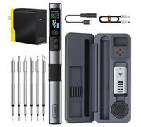 FNIRSI HS-02A Kit de fer à souder filaire portable 100 W avec étui de rangement, chauffage rapide 3S, 100 à 450 °C, température préréglée 3 groupes, 6 pointes à souder F245, stylo de fer à souder