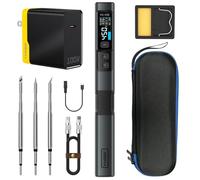 FNIRSI HS-02B Kit de fer à souder filaire portable 100 W, chauffage rapide 2S, 100 à 450 °C, 3 groupes de température préréglée, 3 pointes de soudure 210, stylo de fer à souder numérique intelligent