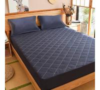 FNLVS Housse de Matelas matelassé en Relief Drap de lit imprimé Confortable Matelas Protecteur Drap Housse Respirant, Bleu Marine, 90x200x30cm