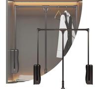 FnnEmg Barre Penderie Escamotable, Tringle À Vêtements Aluminium Métallique, 105 x 121 cm, 30 kg, Montage Mural, 10 Ans Garantie Pièces de Rechange