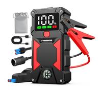 FNNEMGE Booster Batterie 5000A 24800mAh Jump Starter (jusqu'à Tout Le Essence, Moteur Gazole 8,0L),. Jump Starter avec Port de Charge USB, lumière LED, HD Écran Large.Adaptateur de Sortie EC-5.
