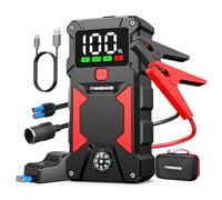 FNNEMGE Booster Batterie Voiture, 6000A Jump Starter, 12V Démarrage de Voiture (Jusqu’à Toutes Les Essence et 10,0L Diesel), avec Port de Charge USB, Lampe à LED, HD Écran Large, Adaptateur EC-5.