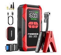FNNEMGE Booster Batterie Voiture 6500A 26800mAh avec 160PSI Compresseur D’Air, Jump Starter (jusqu'à Tout Le Essence, Moteur Gazole 10,0L), avec Port de Charge USB, Deux lumière LED,HD Écran Large.