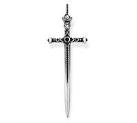 FNSK Pendentif Royal Épée, Bijoux Vintage 925 Symbolique Pendentif en Argent Sterling du Cadeau De Courage for Hommes Femmes