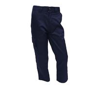 FNT Workwear Pantalon de travail cargo pour homme avec boutons et braguette zippée Noir, bleu marine, 44W x 29L