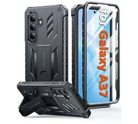 FNTCASE Coque de protection intégrale antichoc pour Samsung Galaxy A37/A36 avec protection d'écran intégrée et béquille, protection de qualité militaire contre les chutes, noir