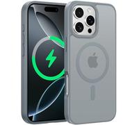 FNTCASE Coque de protection pour iPhone 16 Pro - Dos magnétique mat translucide - Coque fine pour téléphone portable standard militaire - Protection contre les chutes - Anti-chocs - Robuste -