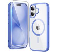 FNTCASE Coque pour iPhone 16 : Coque de Protection magnétique Mince, Transparente, Solide, de Niveau Militaire, Anti-Choc, Anti-Chute et Anti-jaunissement, Bleu Outremer