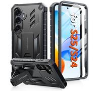 FNTCASE Coque pour Samsung Galaxy S25 : coque de qualité militaire anti-chute avec béquille | Coque de protection mate robuste et résistante aux chocs (noir)