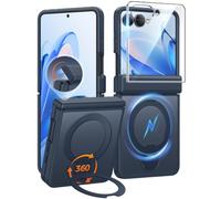 FNTCASE Coque pour Samsung Galaxy Z-Flip-8 : [Support magnétique rotatif à 360°] [Compatible avec Magsafe] [Protection de charnière et protecteur d'écran] Coque de téléphone portable translucide mate
