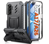 FNTCASE pour Samsung Galaxy A17-5G Étui : pour Galaxy A26-5G Étui Protection Antichoc de qualité Militaire avec Support intégré | Étuis de Protection Robustes, Antichoc et texturés Mats - Noir