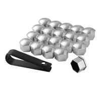 FNUQKREF 20 Pièces Capuchons D'écrou Roue Voiture pour Volvo V90 2017-2023, Auto Ecrou Couvre Hexagonal Boulon Couvercle avec Outils Suppression Protéger Accessoires,B/Silver-19mm