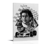 FNWNJNG Ayrton Senna Poster noir et blanc Peinture décorative sur toile pour salon, chambre à coucher, art mural, impression d'image moderne, décoration de salle familiale, 40 x 60 cm