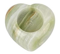 FNYUVNFAF Afghan Jade Heart Candle Holder 8cm - Hand-Carved Crystal Stone Tealight for Home Décor, Gift