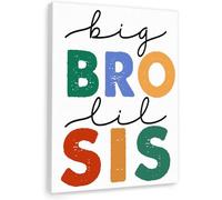 FNYUVNFAF Big Bro Lil Sis Sibling Love Canvas Wall-Art - Heartwarming Brothers and Sisters Print for Nursery, Bedroom and Playroom Wall Decor Unframed,08x12inch(20x30cm)