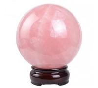 FNYUVNFAF Crystal Fengshui Sphere Rose Quartz Ball with Wood Stand for Scrying,Divination, Decorative Magic,5cm/1.96in
