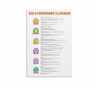 FNYUVNFAF HACCP & Food Safety Poster - Visual Chart of the Big 6 Pathogens, Educational Wall Decor for Food Handler Training, Restaurant Back Office & School Lab Unframed,08x12inch(20x30cm)