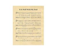 FNYUVNFAF It Is Well With My Soul Wall-Art Print, Unframed Christian Hymn, Music Sheet Decor for Church, Living Room, Gift Idea Framed,08x12inch(20x30cm)
