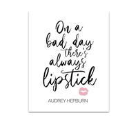 FNYUVNFAF Lipstick Quote Wall Art, “A Little Lipstick Fixes Everything” Minimalist Print, Modern Decor for Bathroom, Vanity, Girl’s Bedroom Unframed,08x12inch(20x30cm)