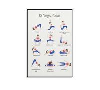 FNYUVNFAF Minimalist Yoga : 12 Foundational Poses Canvas Art for Home Gym & Hotel Decor, Abstract Line Drawing Print for Calming Interior Design Framed,12x18inch(30x45cm)