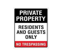 FNYUVNFAF No Trespassing Sign Private Property Keep Out Metal Sign for Backyard Gate Fence Warehouse Entrance Residents Only Weatherproof (8 X 12 inch)