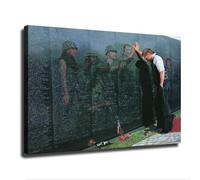 FNYUVNFAF Vietnam War Memorial, Lee Teter Reflections Art Print on Canvas, Patriotic Wall Decor for Home Office Living Room Background Framed,12x18inch(30x45cm)