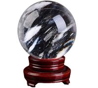 FNYUVNFAF White Clear Quartz Crystal Ball, Photography Prop for Magical Shots Elegant Home Party Decor with Stand Semi-Precious, Jade,50mm