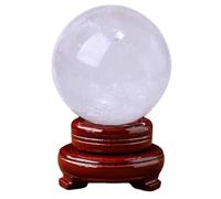 FNYUVNFAF White Crystal Ball with Stand Sphere Smelting Quartz Gemstone for Witchcraft Fengshui Altar Decor Home Gift,2in(50mm)