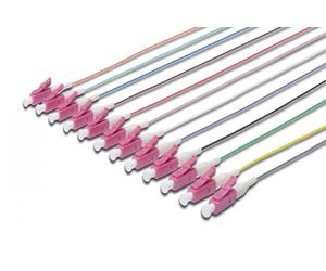 FO pigtail set, 12 pcs., LC, MM OM4 50/125 µ loose buffer, color code DIN IEC 304, 2m