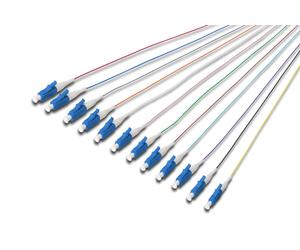 FO pigtail set, 12 pcs., LC, SM OS2 09/125 µ loose buffer, color code DIN IEC 304, 2 m