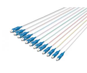 FO pigtail set, 12 pcs., SC, SM OS2 09/125 µ loose buffer, color code DIN IEC 304, 2 m