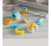 Foam Climbing Blocks for Toddlers with Ramp & Stairs Soft PU Leather Toddler Toys for Crawling & Sliding, Easy to Clean Play Gym(E)