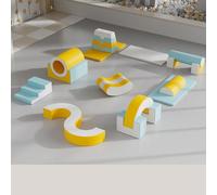 Foam Climbing Blocks with Ramp & Stairs for Toddlers,PU Leather Baby for Flexible Seating Classroom Furniture(F)