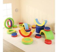 Foam Climbing Blocks with Ramp & Stairs for Toddlers,Soft PU Leather - Baby Climb and Crawl Activity Toys Play Equipment(A)