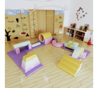 Foam Climbing Blocks with Ramp & Stairs for Toddlers,Soft PU Leather - Baby Climb and Crawl Activity Toys Play Equipment(D)