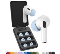 Foam Masters Lot de 3 paires d’embouts d'oreille de remplacement en mousse à mémoire de forme pour AirPods Pro 1e et 2e gén, à ajustement sécurisé, confort, isolation sonore, taille S-L, bleu clair