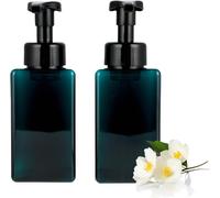 Foam Soap Dispenser 450 Ml Empty Pump BottleShower Gel DispenserPack Of 2 Peacock Blue Squares For Soap,Shampoo,Shower Gel And Face Cleanser