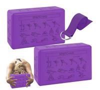 Foam Yoga Blocks - 2 Piece Non Slip Support Set for Flexibility Training | Soft Foam with Rounded Edges, Lightweight Fitness Wedge for Meditation Stretching Gym Travel, 23x15x7.5cm Purple Pink Black