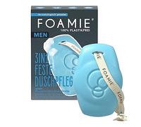 Foamie Gel douche et shampooing solide pour homme à la menthe d'eau et au citron, douche fixe et nettoyage du visage 3 en 1 Parfum rafraîchissant, soin de douche ferme pour la peau et les cheveux, 90