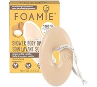 Foamie Savon solide à l'huile d'argan et à la vainille, savon hydratant corps avec des billes de massage, soins pour la peau sans plastique vegan 80g