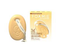 Foamie Shampoing solide 2 en 1 et gel douche au lait d'amande vanille - Pour cheveux et corps - Avec huile d'amande et parfum de vanille - pH neutre pour la peau - Végétalien et sans plastique - 80 g