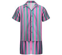 Foanja Déguisement Barbies Ken Costume Homme Cosplay Barbies Ken Beachwear Vintage Rayures Chemise Outfit pour Adulte Fancy Dress Halloween Carnaval Anniversaire Beach Pool Fête Costume