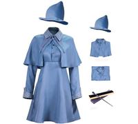 Foanja Déguisement Fleur Femme Cosplay Magie Académie Fleur Isabelle Delacour Outfit Cape et Robe avec Chapeaux Baguettes pour Dress Up Halloween Carnaval Anniversaire Fête Fancy Costume