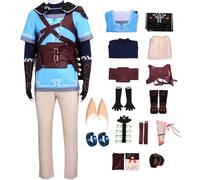 Foanja Link Déguisement Homme Garçon Cosplay Zelda Tears of The Kingdom Link Uniforme Complet avec Boucles d'oreilles et Oreilles de Lutin Set Fancy Dress Halloween Carnaval Fête Mascarade Costume
