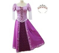 Foanja Raiponce Déguisement Femme Fancy Maxi Vintage Elegant Raiponce Fête Princesses Robe de Bal avec Couronne Dress Up Noël Carnaval Halloween Anniversaire Fête Cosplay Costume