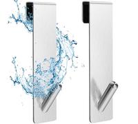 Foanlerck Lot de 2 crochets améliorés pour paroi de douche en acier inoxydable sans perçage pour mur en verre, 17,8 cm, porte-serviettes avec tapis de protection, porte-serviettes de douche,