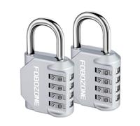 FOBOZONE Lot de 2 cadenas à combinaison étanches à 4 chiffres avec code réinitialisable pour casier de gymnastique, armoire, abri, caisson, portail (argenté), FBMM24