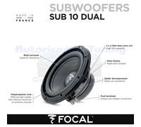 FOCAL SUB10 DUAL Subwoofer De 10" - 25cm De 4+4 Ohm Double Bonina 500W 250Wrms